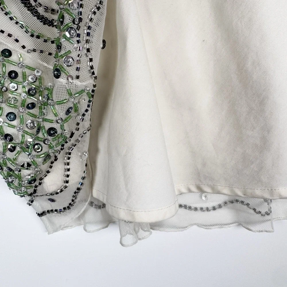 NEW - Vintage BASIL & MAUDE Skirt Beaded - Off White Color - Women's 12 - Read